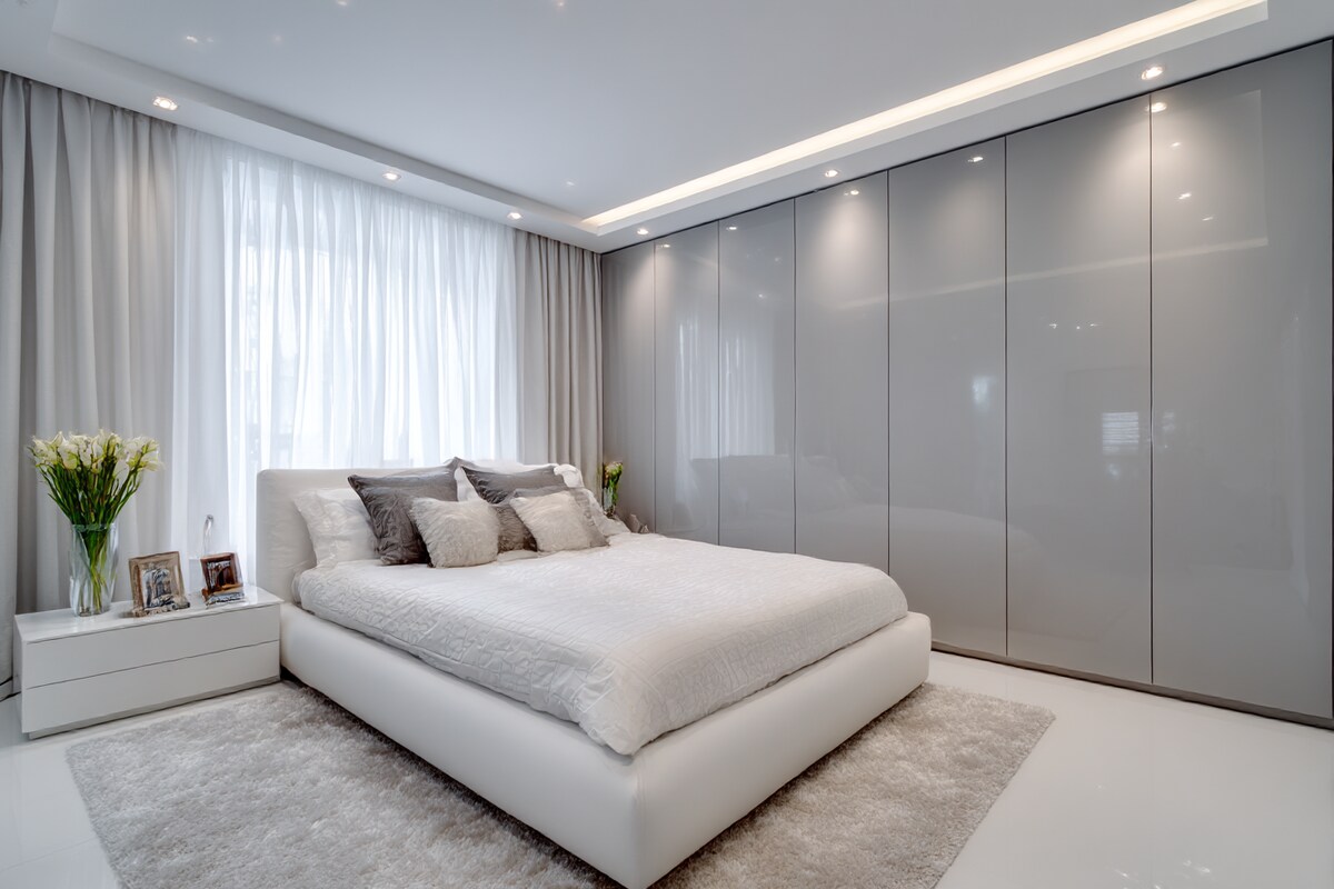 Contemporary Bedroom with Acoustic Wood Louver Feature Accent Wall #15